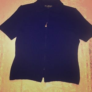 St. John navy blue shirt sleeve jacket